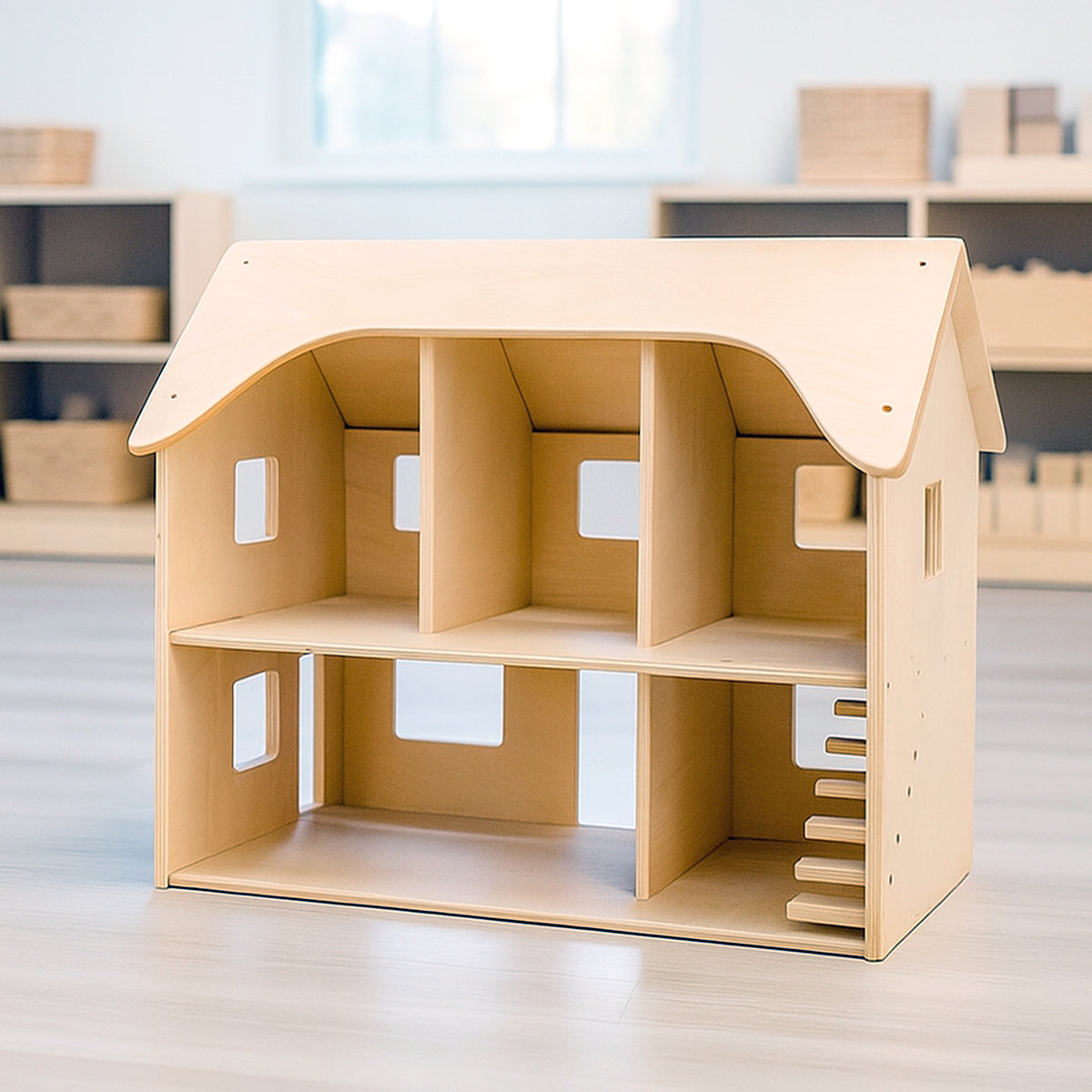 Sturdy Baltic Birch Wooden Dollhouse | Open-Ended Play for Ages 3+