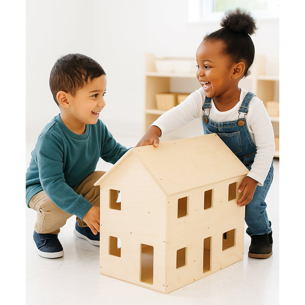 Sturdy Baltic Birch Wooden Dollhouse | Open-Ended Play for Ages 3+
