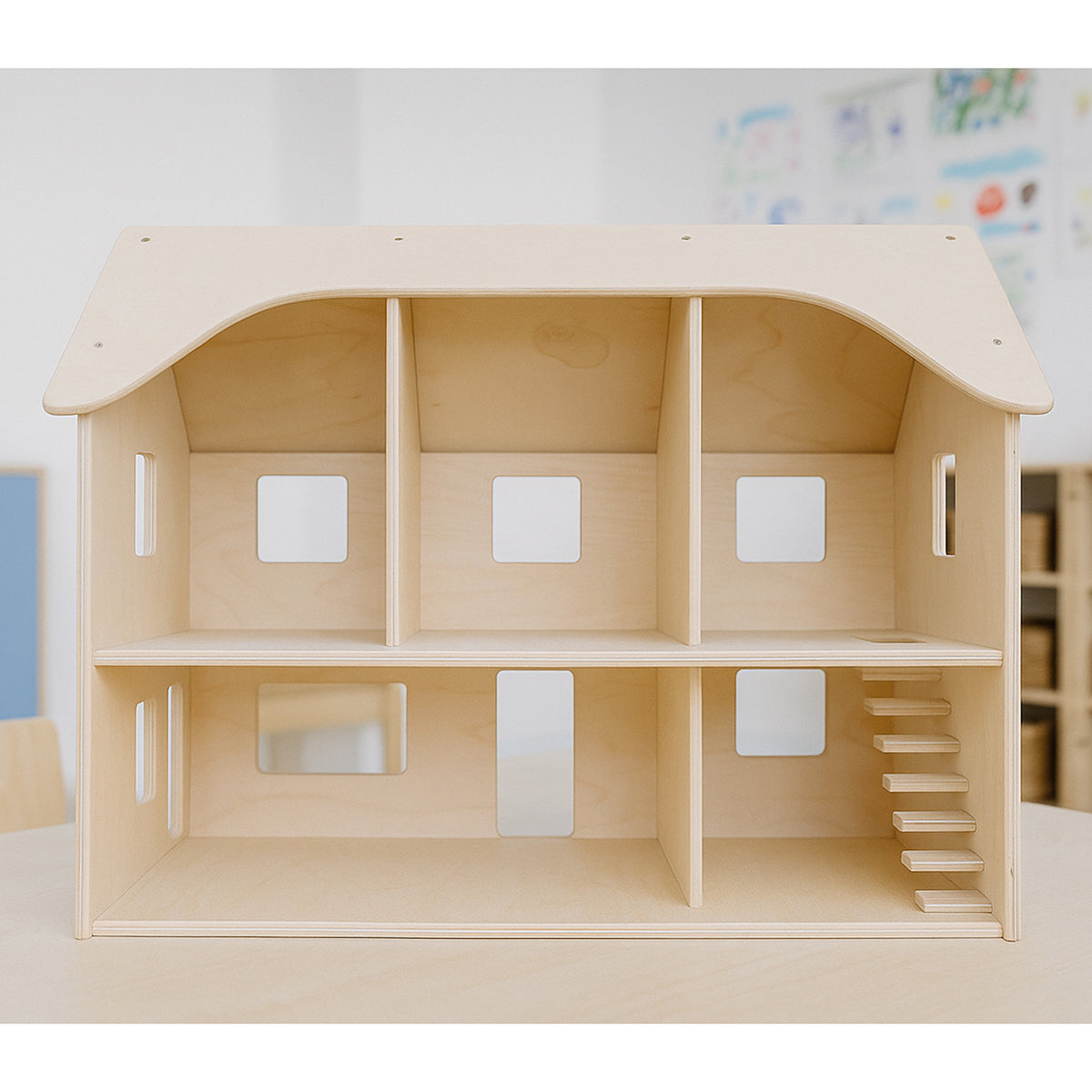 Sturdy Baltic Birch Wooden Dollhouse | Open-Ended Play for Ages 3+