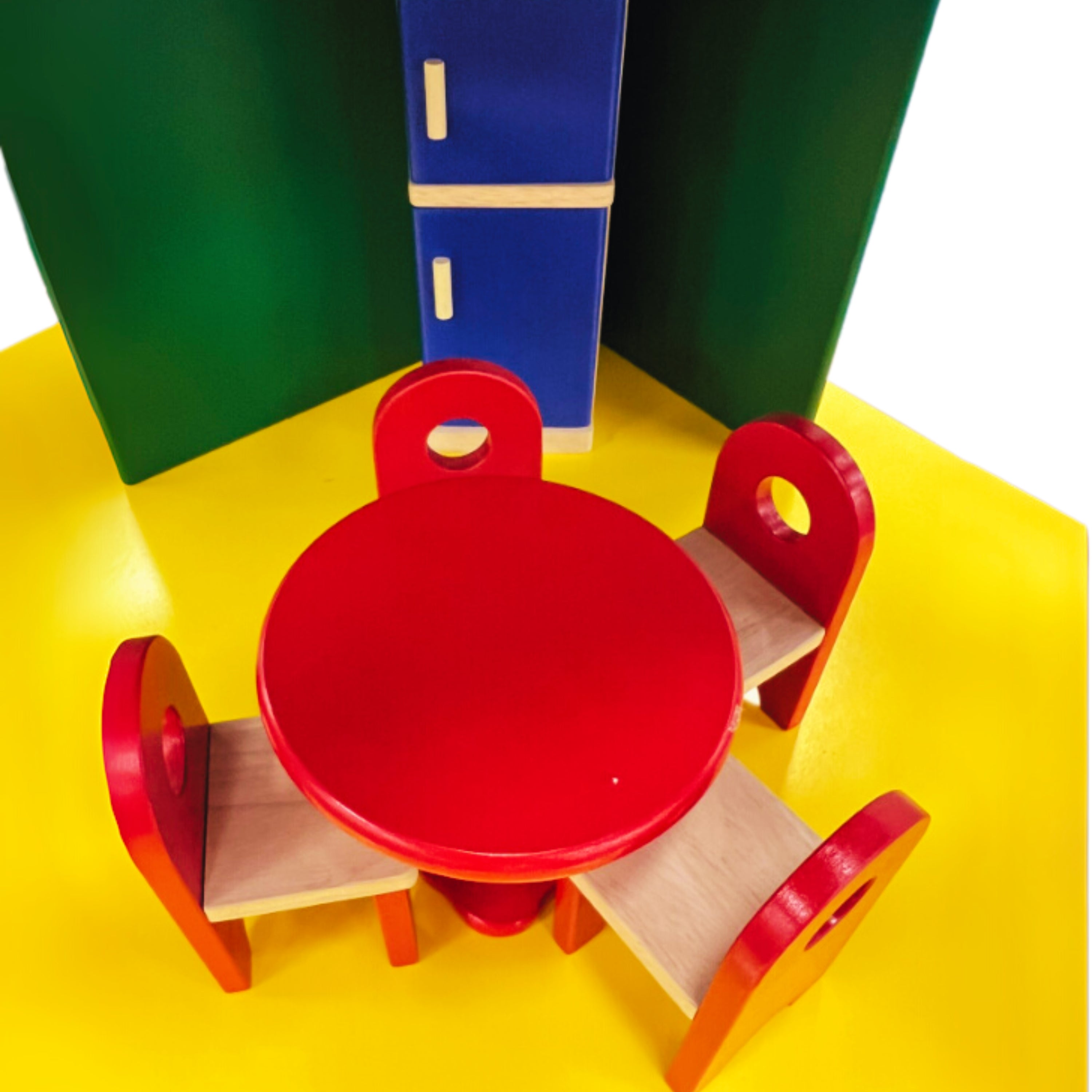 Collaborative Wooden 3-Story Playhouse - Furniture & Dolls Included