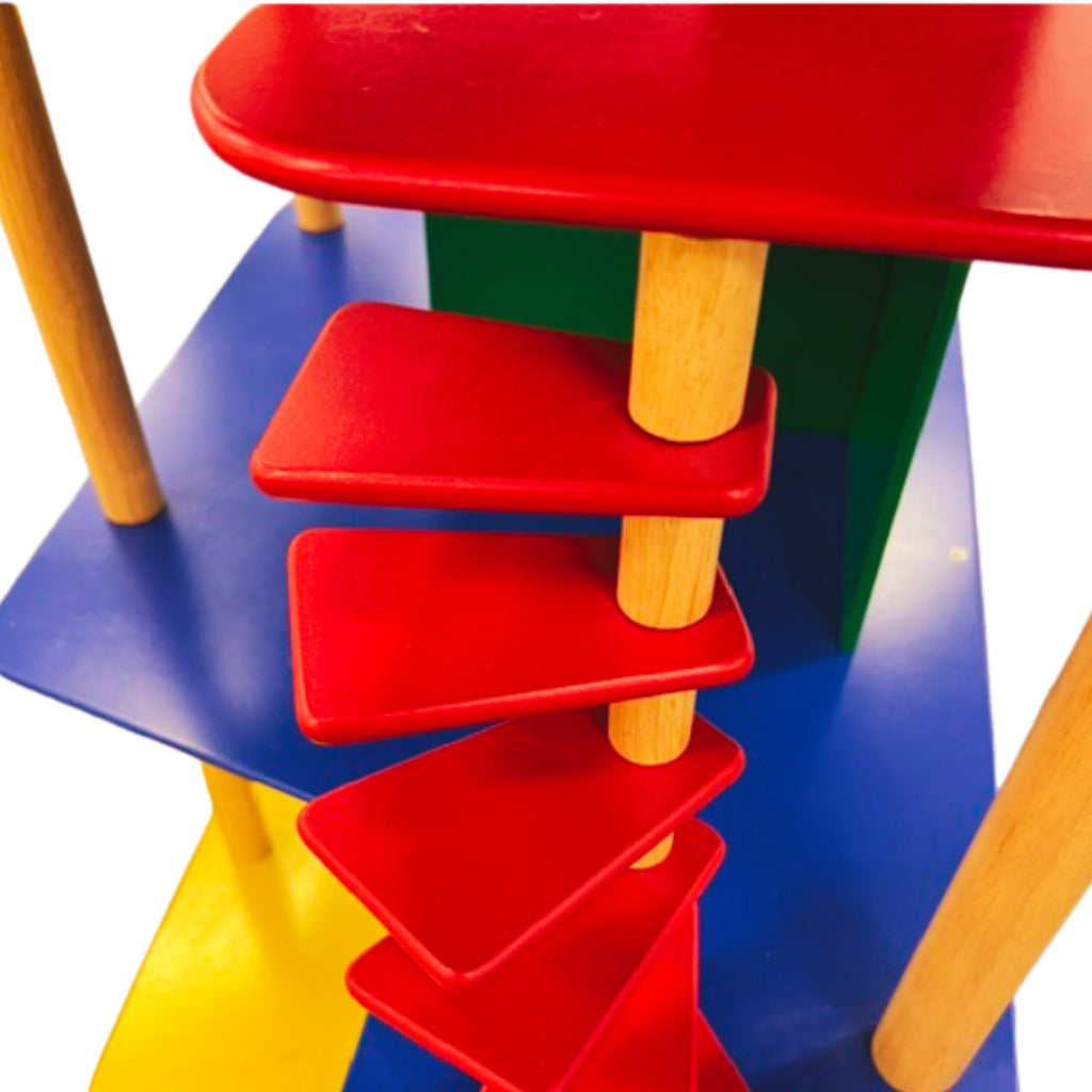 Collaborative Wooden 3-Story Playhouse - Furniture & Dolls Included