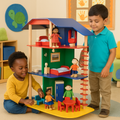 Collaborative Wooden 3-Story Playhouse - Furniture & Dolls Included