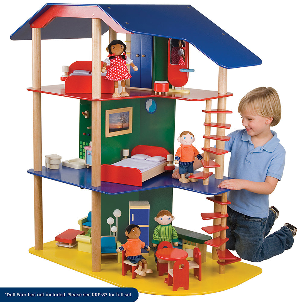 Collaborative Wooden 3-Story Playhouse - Furniture Included