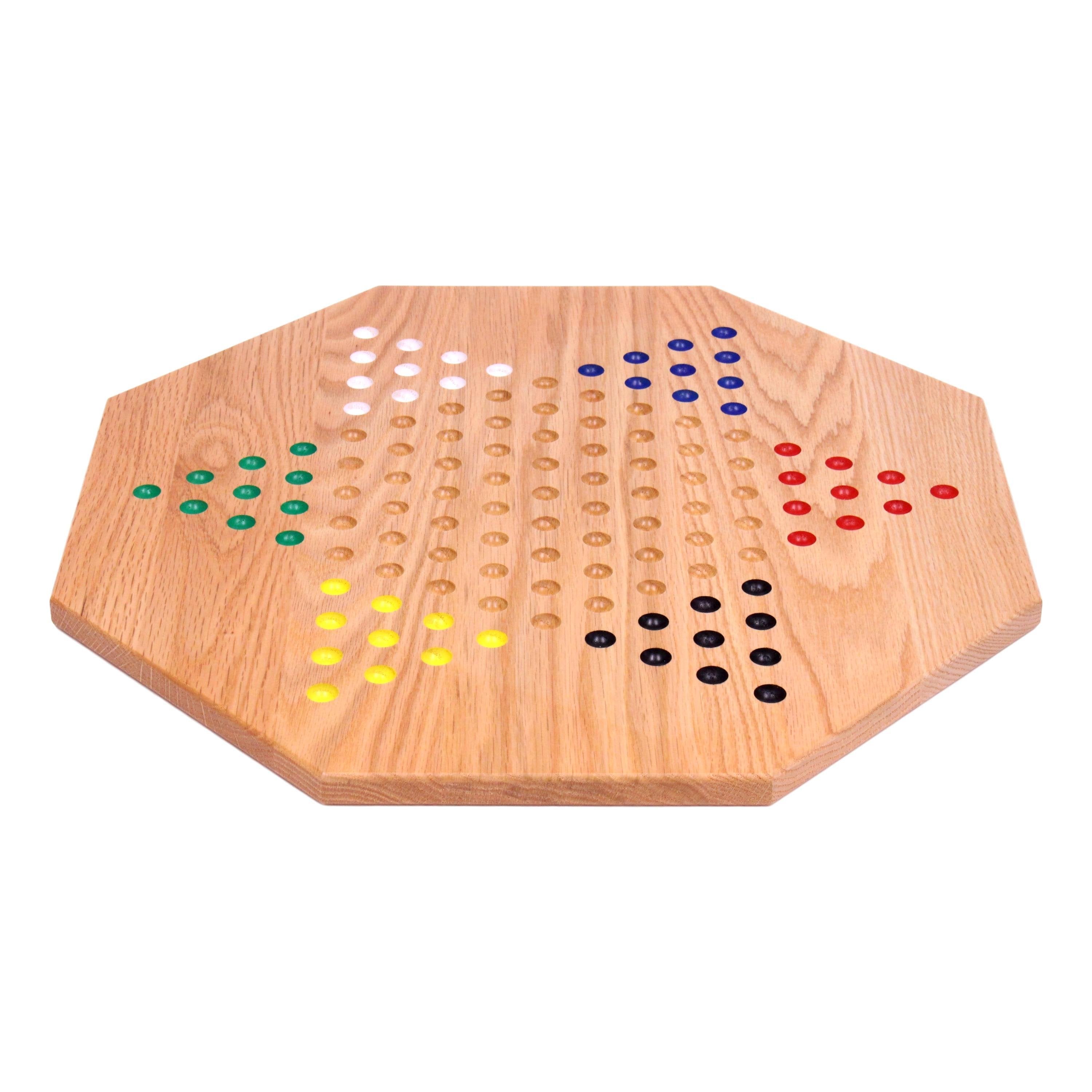 Hand-Painted Oak Wooden Chinese Checkers Board Game, 19 Wide